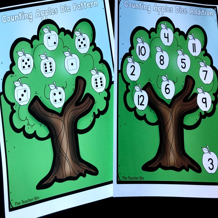Kindergarten Counting Apples Dice Games