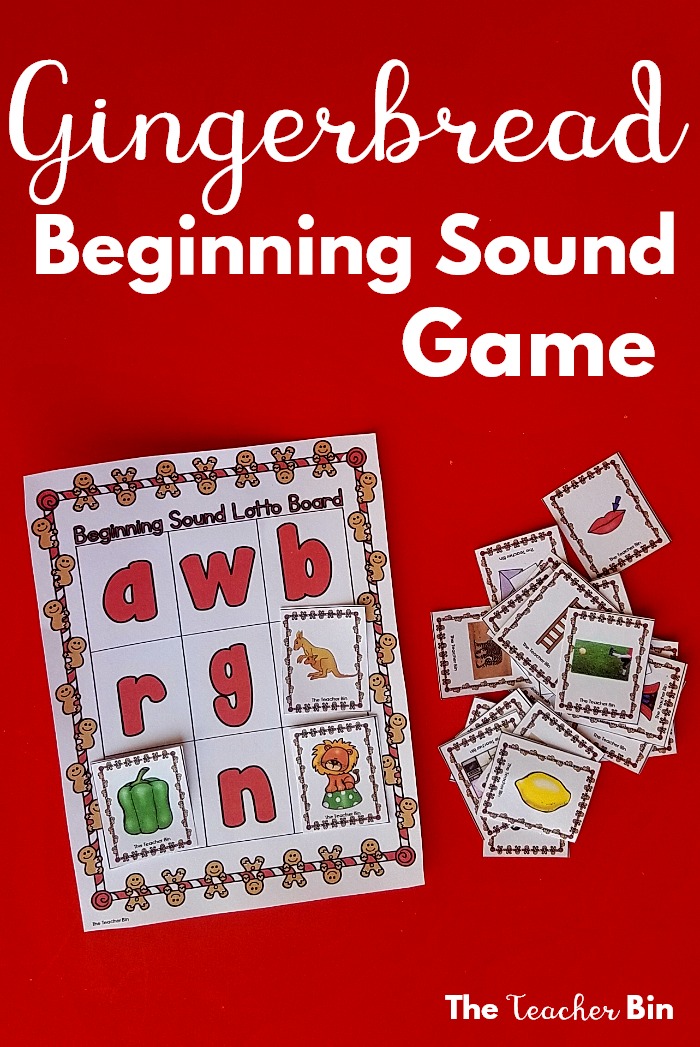 This Gingerbread Activity is the best for learning beginning sounds! Have fun with this beginning sound game all December long and enjoy the Gingerbread theme! #beginningsoundgames #gingerbreadactivity #kindergartengingerbreadactivities