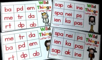 Kindergarten Wild Things Visual Discrimination Game is great for teaching early reading skills.