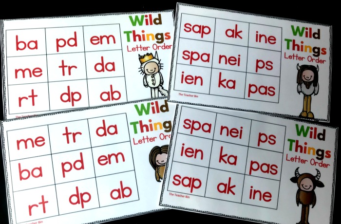 Kindergarten Wild Things Visual Discrimination Game is great for teaching early reading skills.